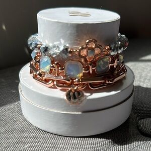 Bomb Party Rose Gold and Silver Floral Bracelet